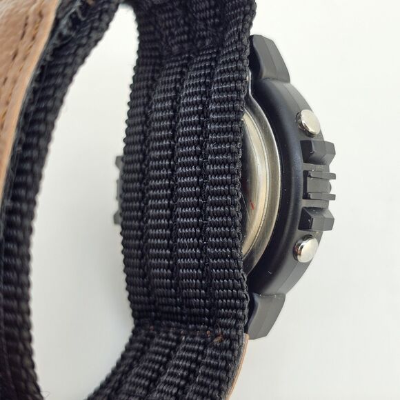 CG Digital Watch 45MM Black Gray Case Black Brown Nylon Band Compass New Battery - Picture 6 of 14